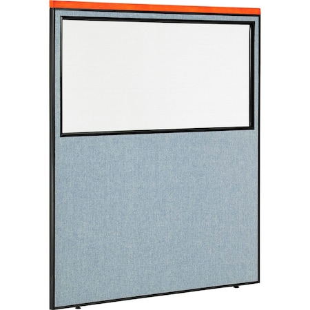 Interion By Global Industrial Interion Deluxe Office Partition Panel with Partial Window, 60-1/4inW x 73-1/2inH, Blue 694673WBL